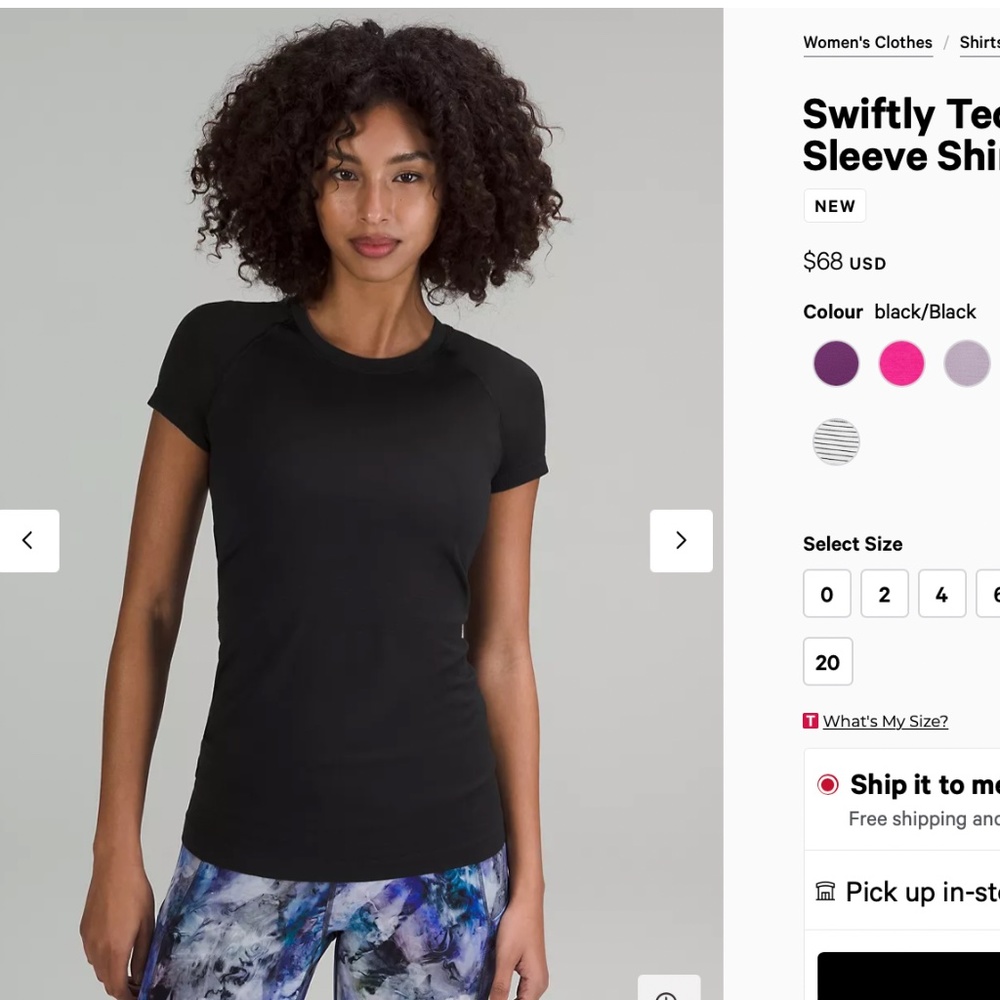 LULU LEMON swifty tech short sleeve black